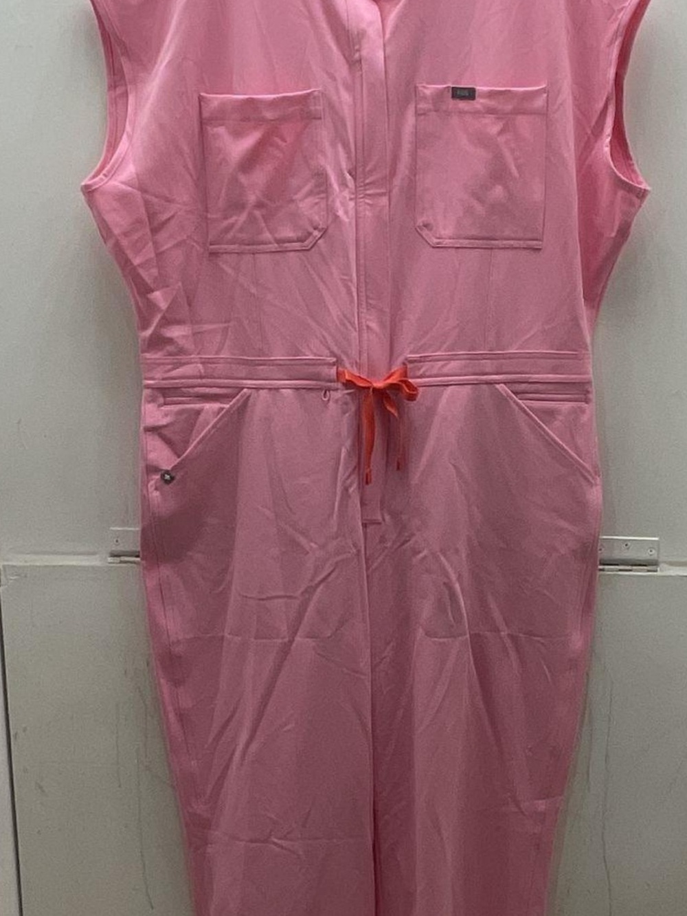 Figs Pink One-Piece Romper with Orange Tie